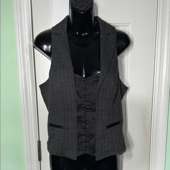 Stooshy Vintage 90s Y2K Grey/Black Juniors Vest Top Runs Smaller Size Large - Picture 1 of 7